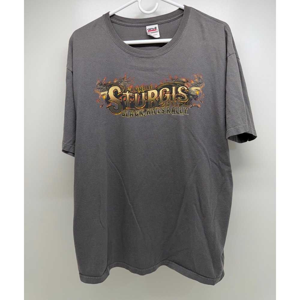 Men's 2011 Sturgis Black Hills Rally Eagle Motorcycle T-Shirt Grey Size XL